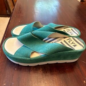 FLY London Women Begs Wedge Sandal Shoe, Avocato, EU 39 / US 8-8.5